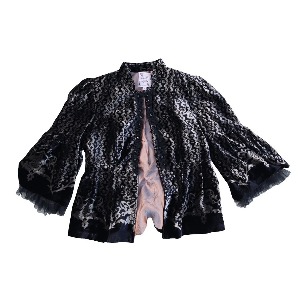 Whimsy Gothic Witchy Nanette Lepore Jacket with Tulle Trim size 4